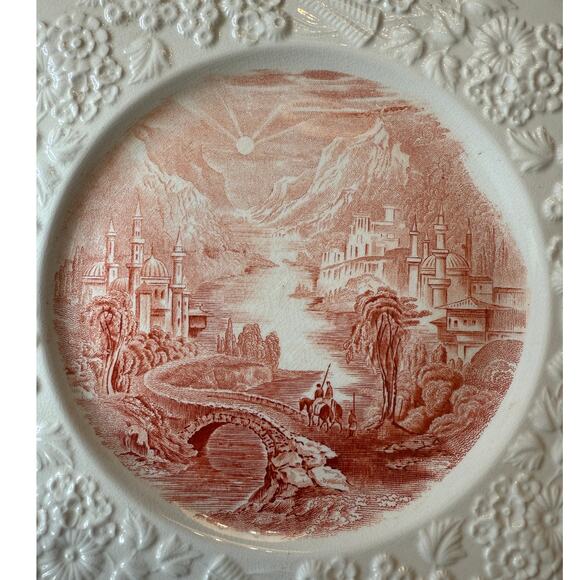 Vintage George Jones & Sons Plates Set of 5  - Rhapsody & Sons Red Transferware - Picture 5 of 7